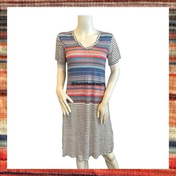 NWT David Cline V-Neck Short Sleeve T-Shirt Dress SZ Small Stripe $119 - Picture 2 of 14
